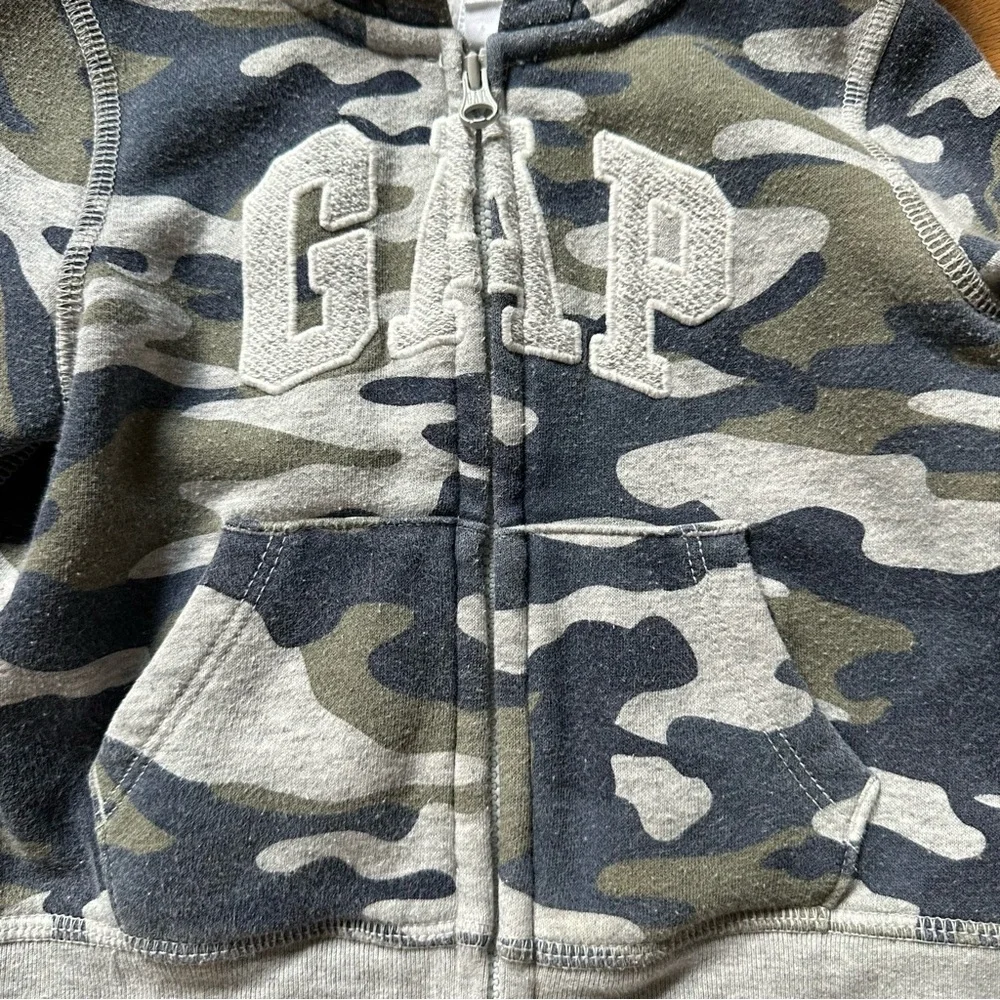 Gap Camo Bear Ears zip Front Hooded Sweatshirt 18-24 Months
